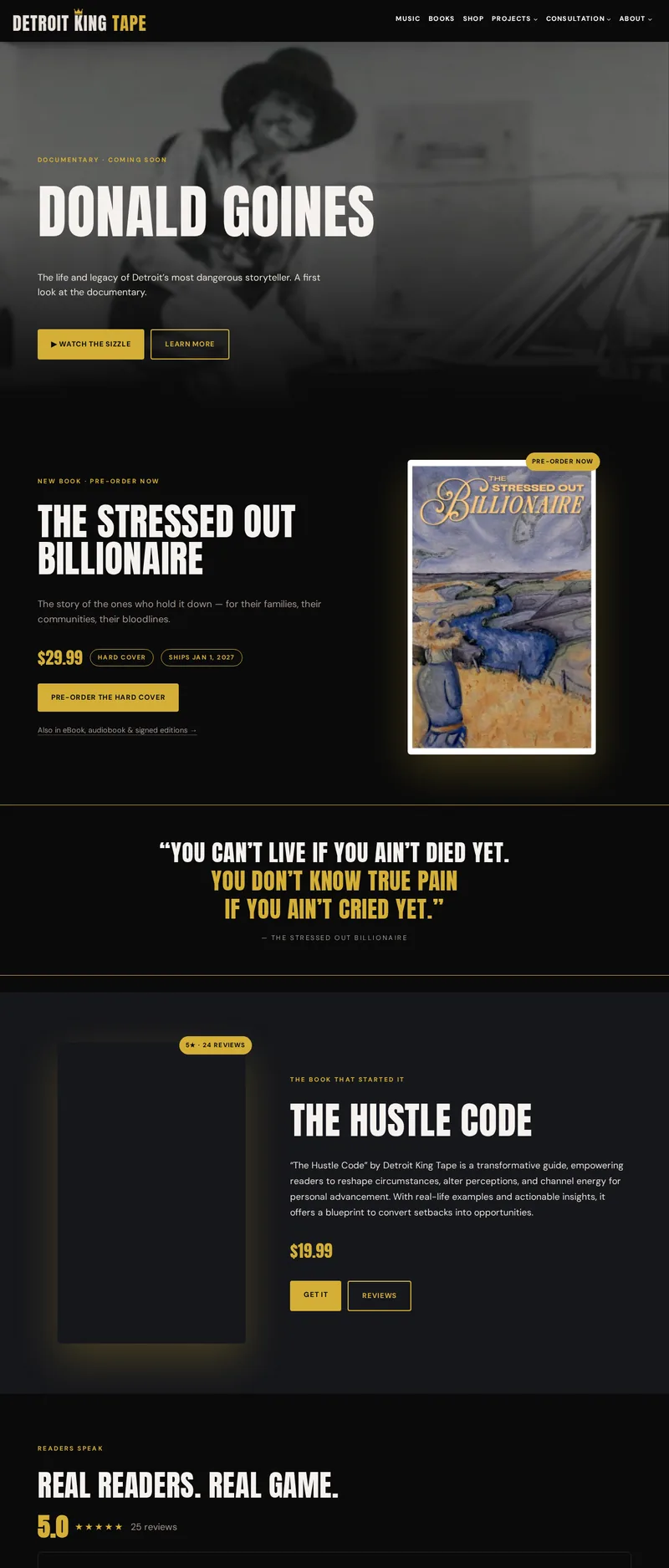 Full homepage of detroitkingtape.dishaw.co, Detroit King Tape store for music and books