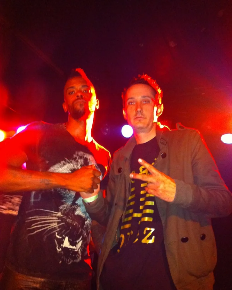 Thomas Dishaw with Stic of dead prez